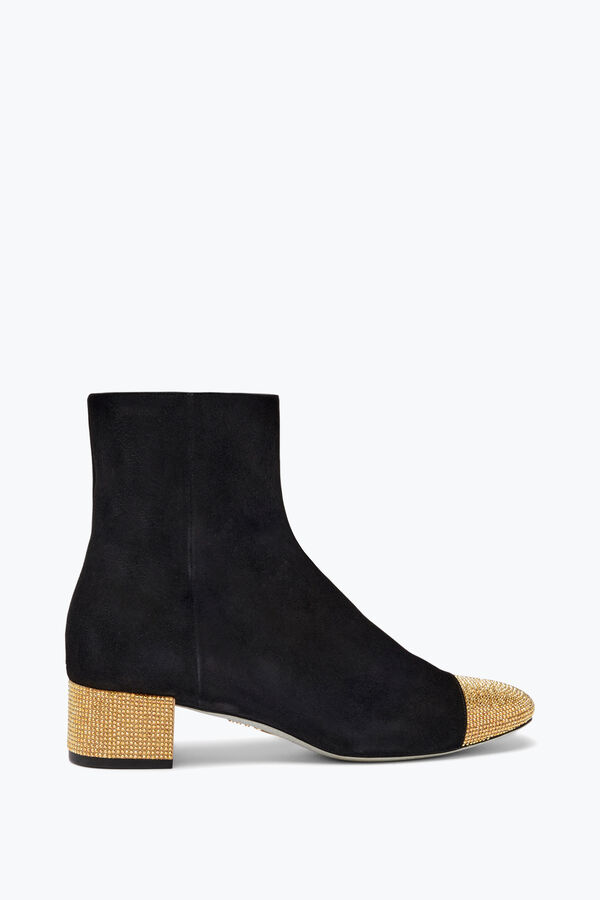 gioiello bonnie nero e oro bootie 40 rene caovilla