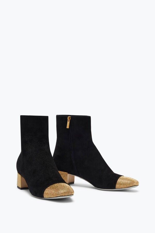 gioiello bonnie nero e oro bootie 40 rene caovilla