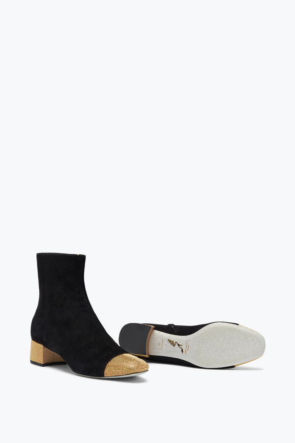 gioiello bonnie nero e oro bootie 40 rene caovilla