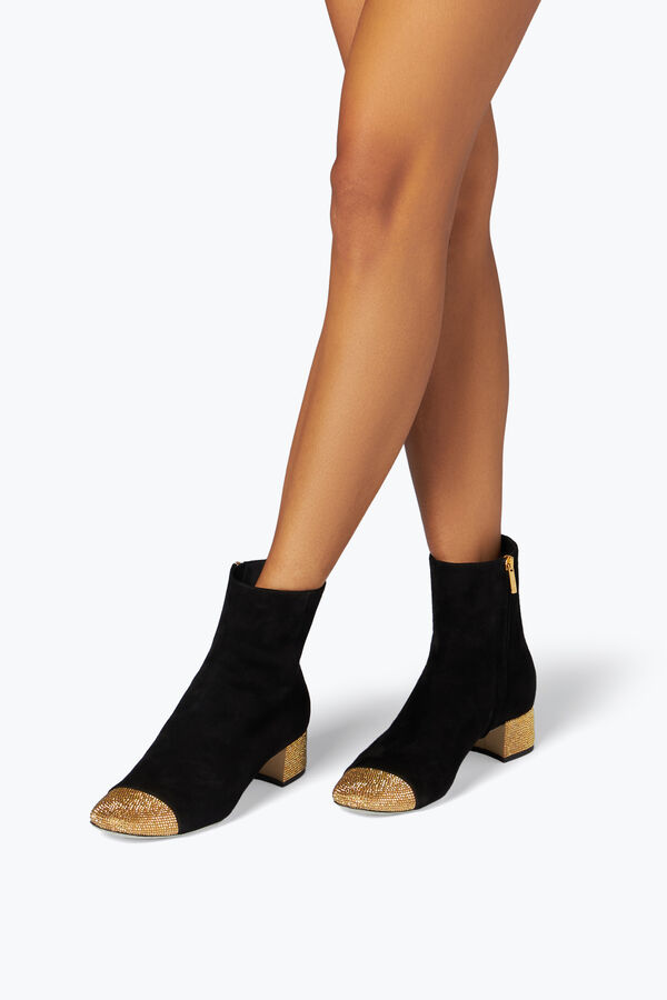 gioiello bonnie nero e oro bootie 40 rene caovilla