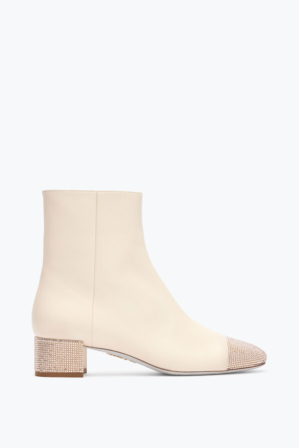 gioiello bonnie ankle boot in pelle avorio con oro cristalli 40 rene caovilla