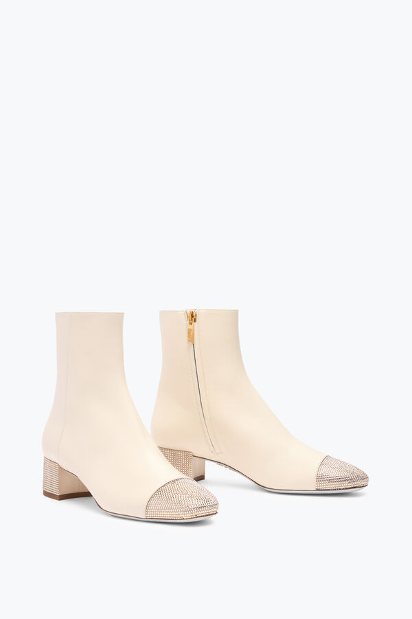 gioiello bonnie ankle boot in pelle avorio con oro cristalli 40 rene caovilla