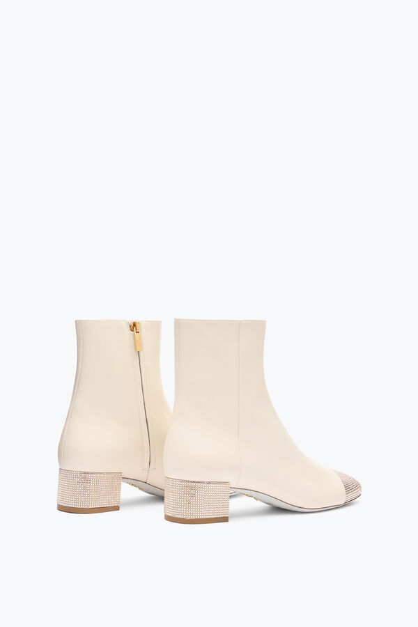 gioiello bonnie ankle boot in pelle avorio con oro cristalli 40 rene caovilla