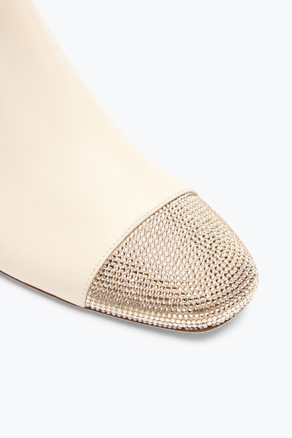 gioiello bonnie ankle boot in pelle avorio con oro cristalli 40 rene caovilla
