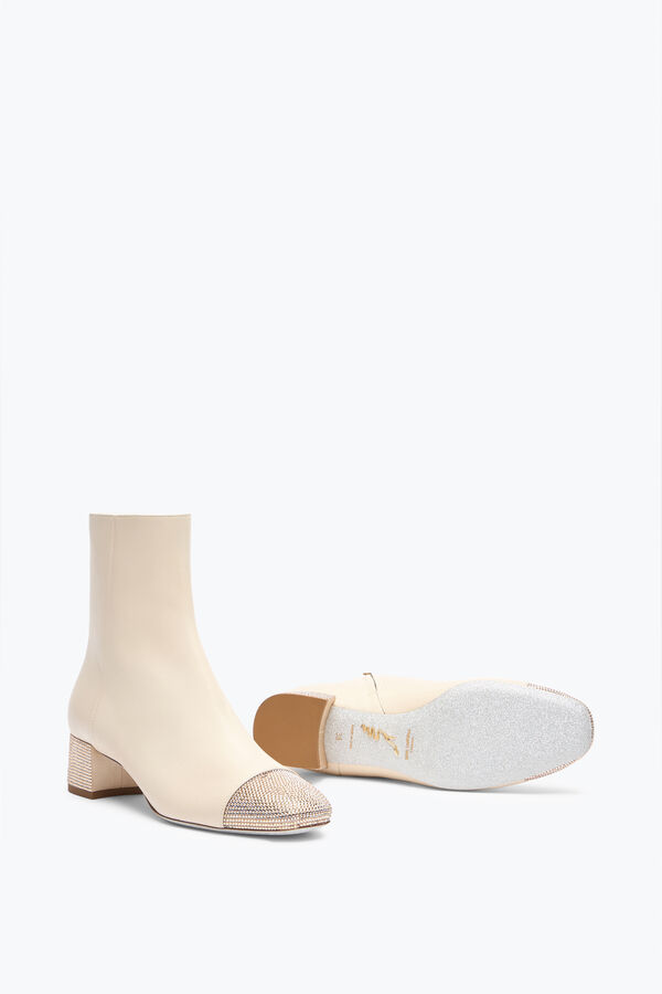 gioiello bonnie ankle boot in pelle avorio con oro cristalli 40 rene caovilla
