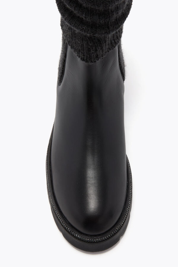 gioiello bika in pelle e cashmere nero ankle boot con cristalli 50 rene caovilla