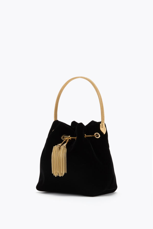 gioiello deva di velluto nero borsa mini di rene caovilla