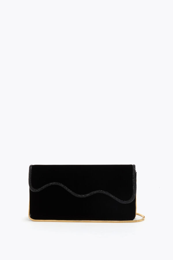 gioiello onda di velluto nero frizione rene caovilla