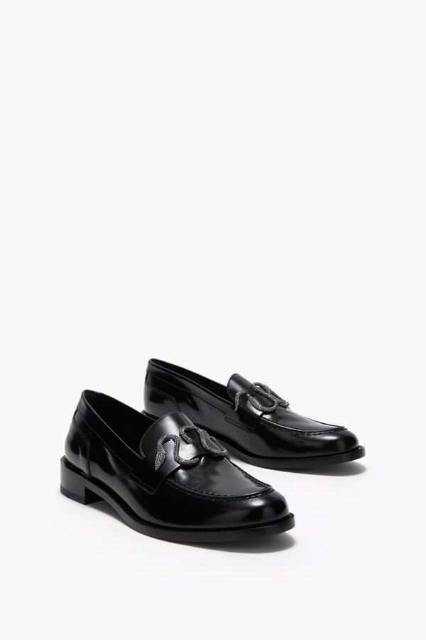 gioiello morgana nero mocassino con il nero opaco cristallo 20 rene caovilla