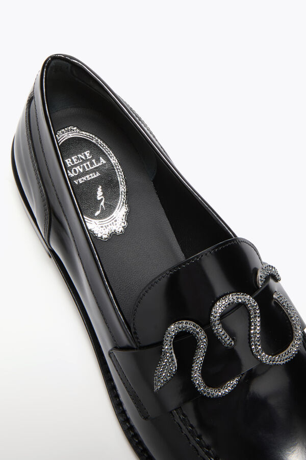 gioiello morgana nero mocassino con il nero opaco cristallo 20 rene caovilla