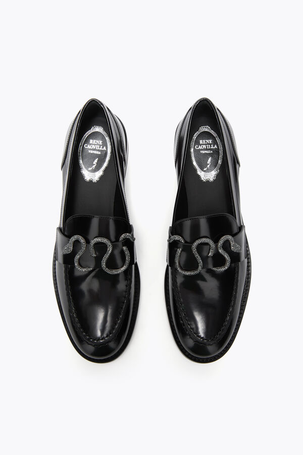 gioiello morgana nero mocassino con il nero opaco cristallo 20 rene caovilla
