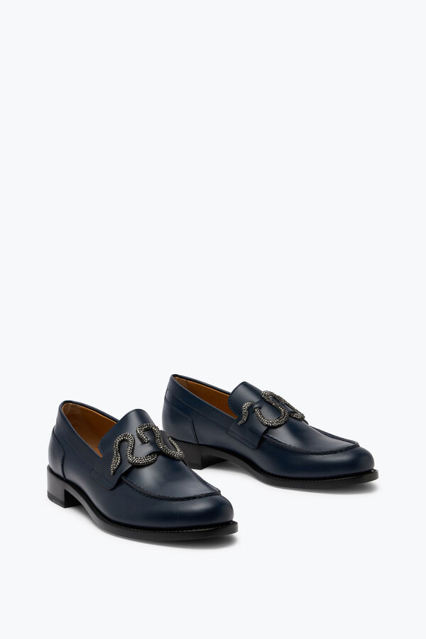 gioiello morgana blu mocassino con il nero opaco cristallo 20 rene caovilla