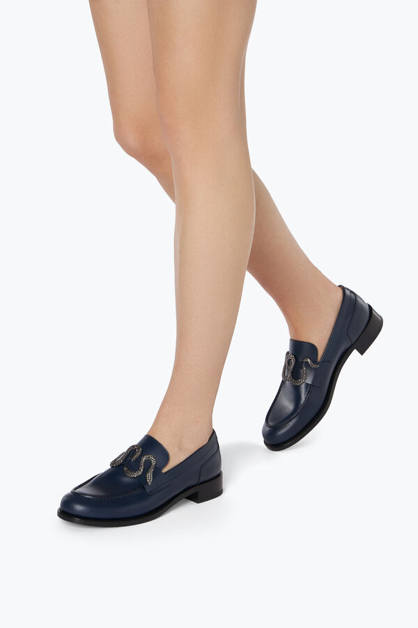 gioiello morgana blu mocassino con il nero opaco cristallo 20 rene caovilla