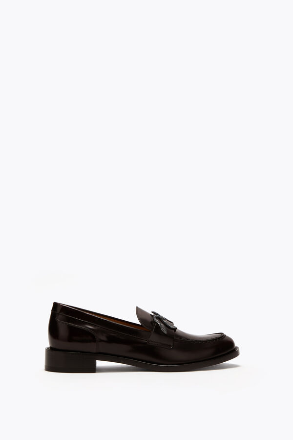 gioiello morgana scuro marrone mocassino con cristalli 20 rene caovilla