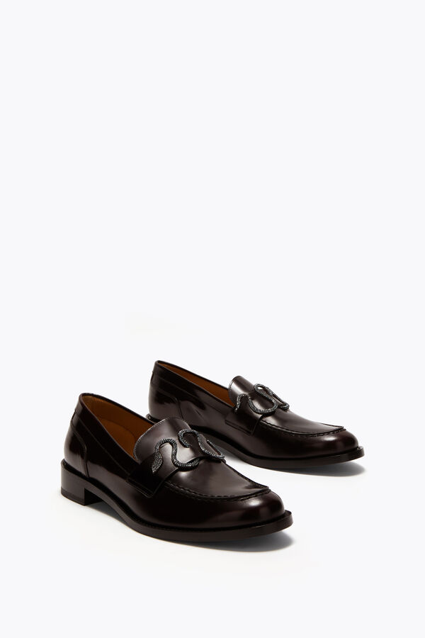gioiello morgana scuro marrone mocassino con cristalli 20 rene caovilla