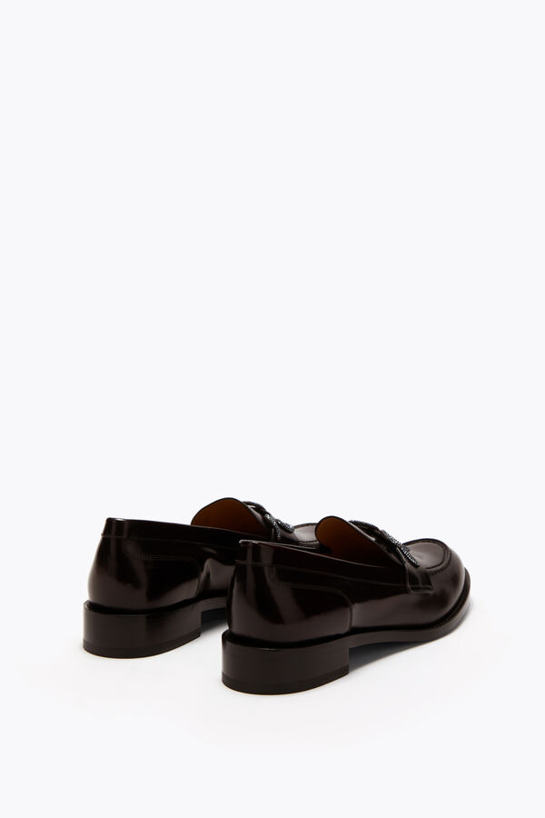gioiello morgana scuro marrone mocassino con cristalli 20 rene caovilla