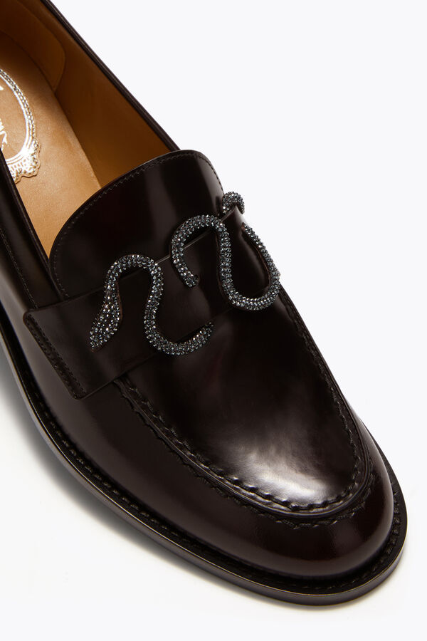 gioiello morgana scuro marrone mocassino con cristalli 20 rene caovilla