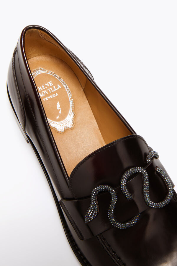 gioiello morgana scuro marrone mocassino con cristalli 20 rene caovilla