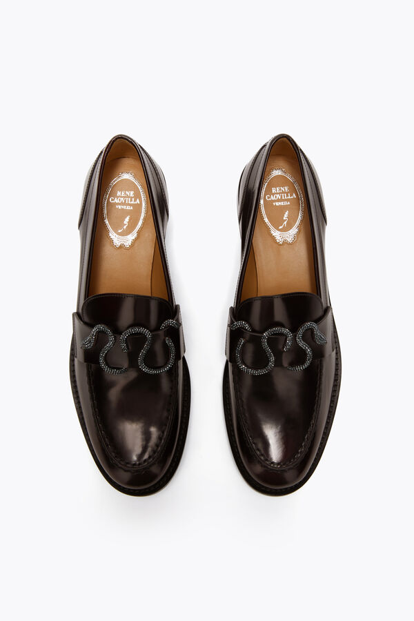 gioiello morgana scuro marrone mocassino con cristalli 20 rene caovilla