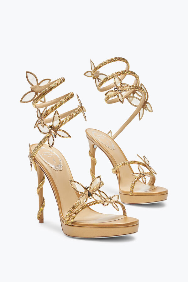 gioiello margot oro piattaforma sandalo con farfalle 120 rene caovilla