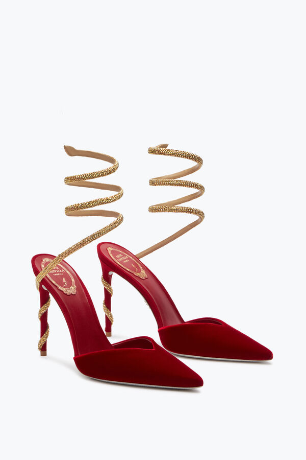 gioiello margot rosso e oro pompa 105 rene caovilla