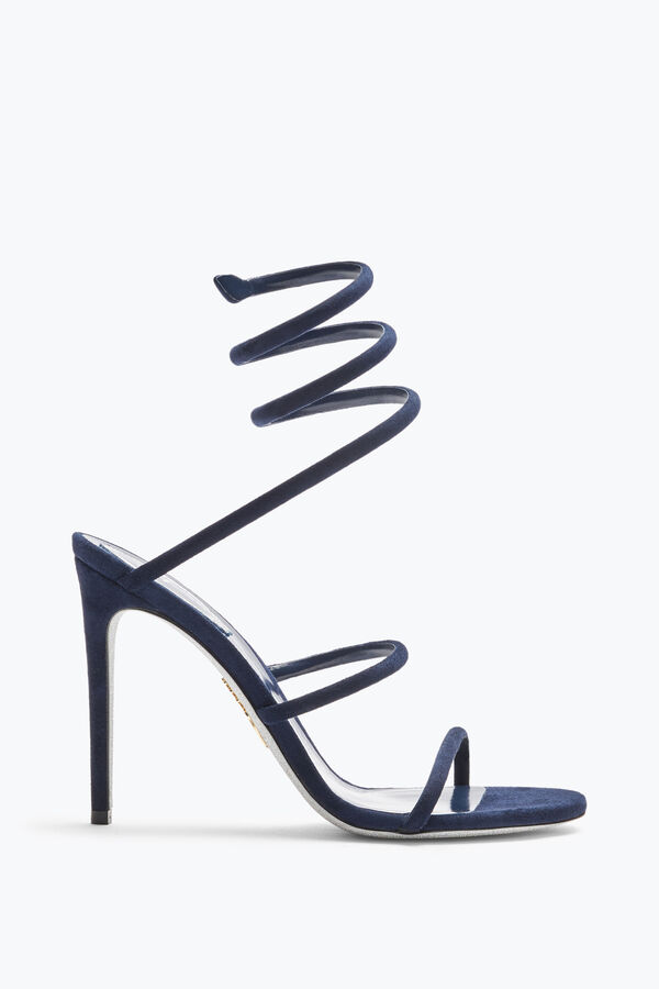gioiello cleo blue suede sandal 105 rene caovilla