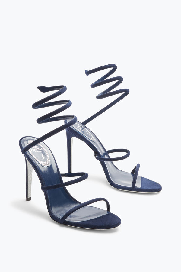 gioiello cleo blue suede sandal 105 rene caovilla