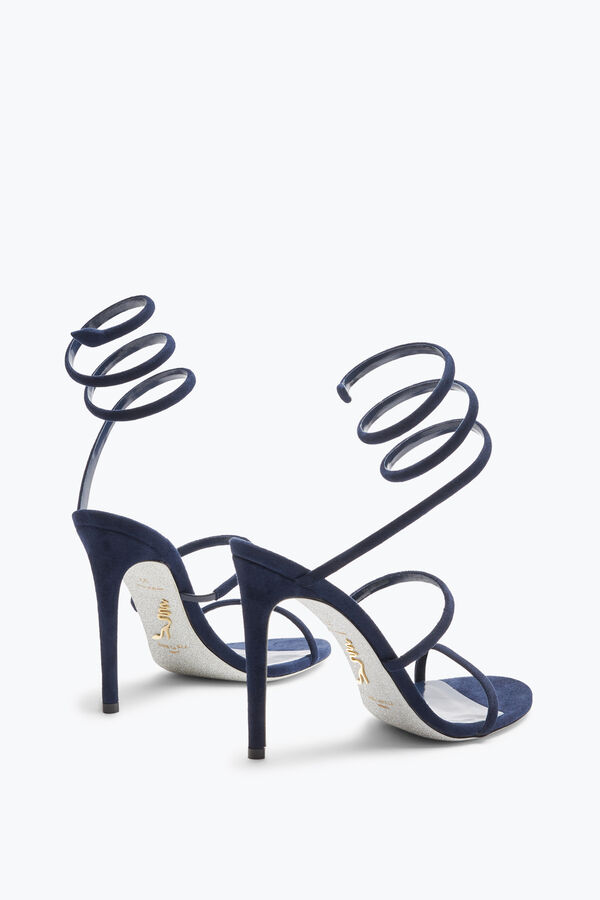 gioiello cleo blue suede sandal 105 rene caovilla