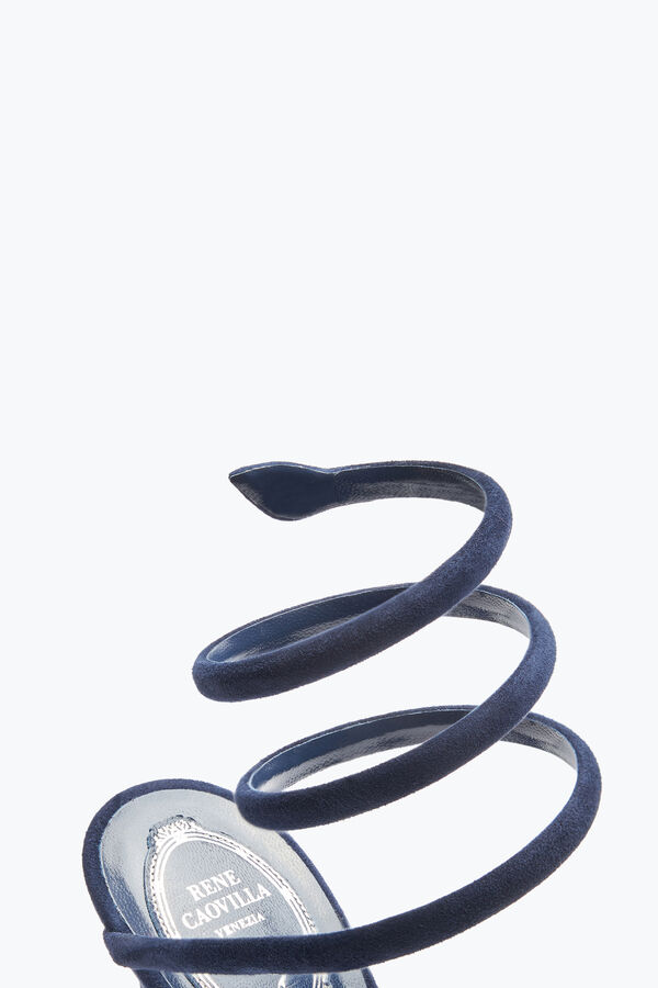 gioiello cleo blue suede sandal 105 rene caovilla
