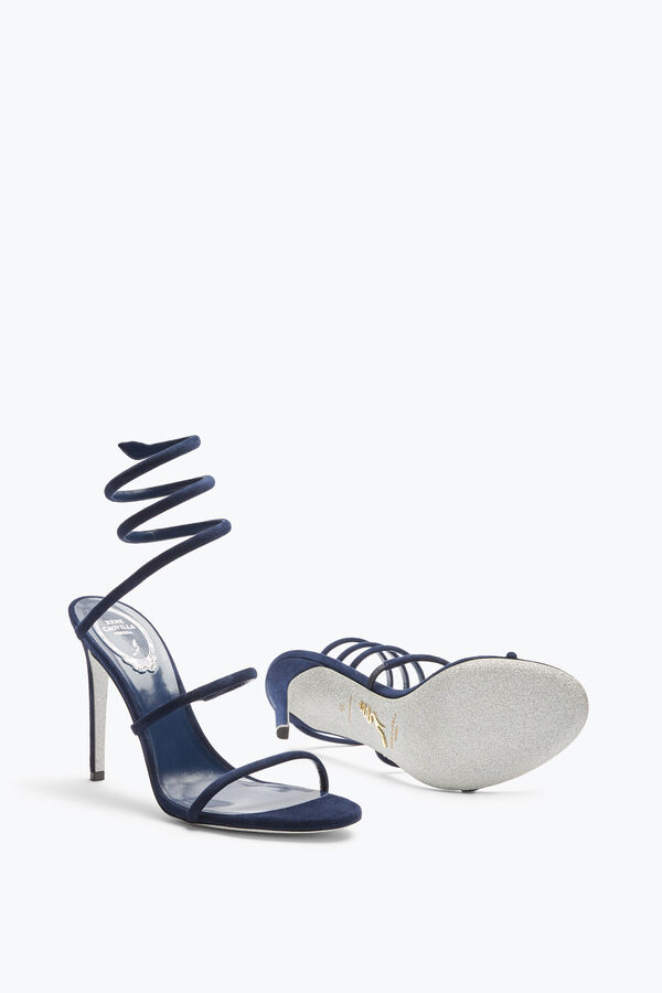 gioiello cleo blue suede sandal 105 rene caovilla