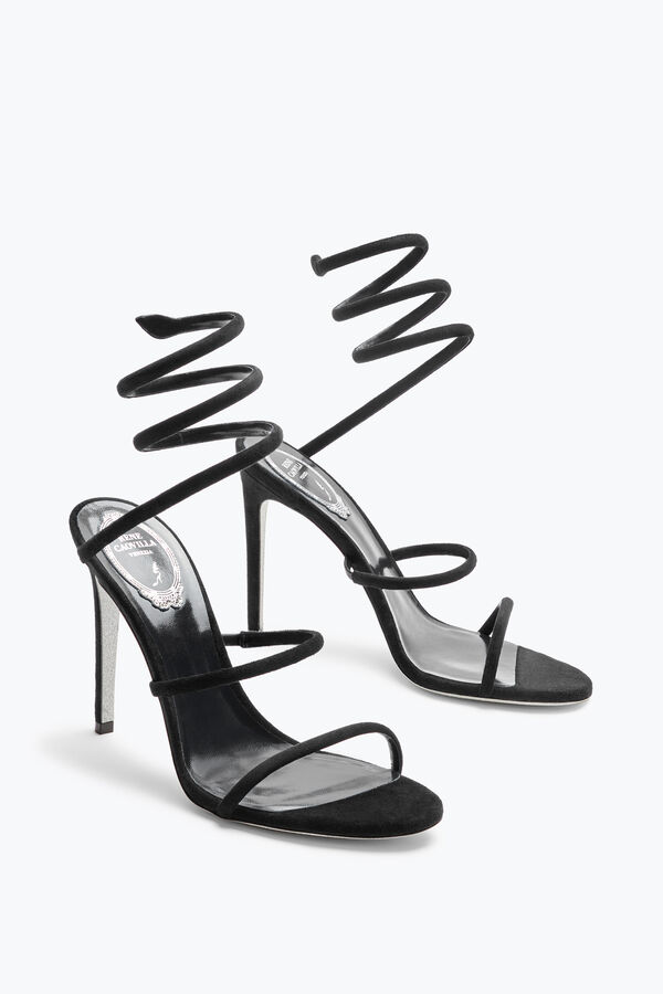 gioiello cleo nero suede sandal 105 rene caovilla