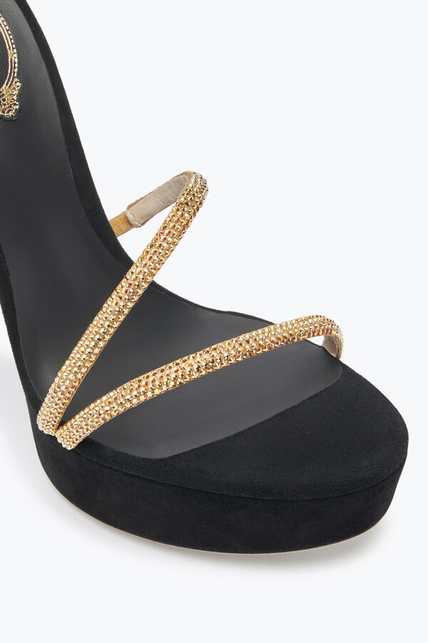 gioiello margot cristallo nero-oro piattaforma sandalo 130 rene caovilla