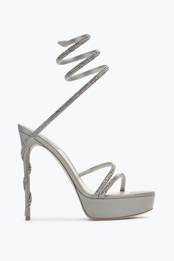 gioiello margot cristalli grigio piattaforma sandalo 130 rene caovilla