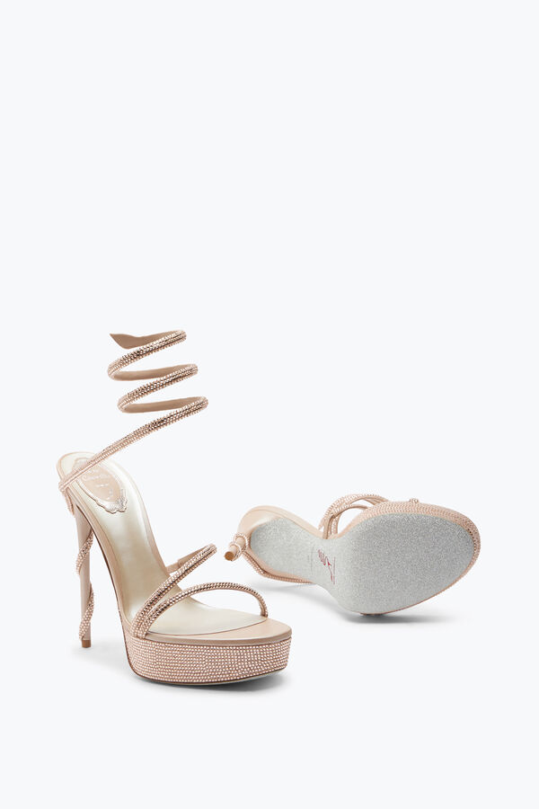gioiello margot crystal beige piattaforma sandalo 130 rene caovilla