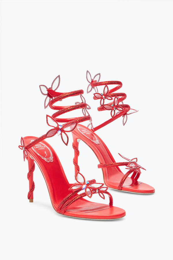gioiello margot rosso farfalla sandalo 105 rene caovilla