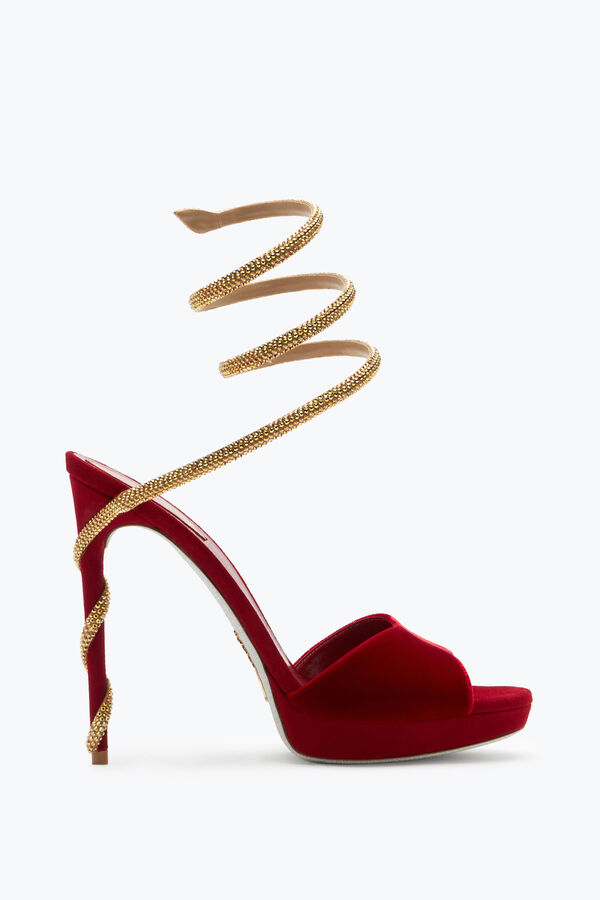 gioiello margot di velluto rosso sandalo 120 rene caovilla