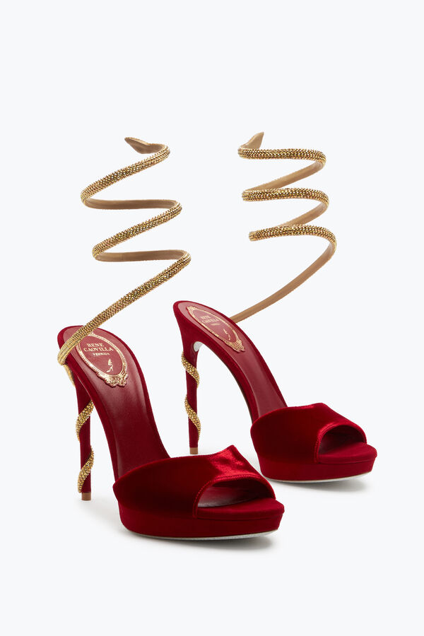 gioiello margot di velluto rosso sandalo 120 rene caovilla