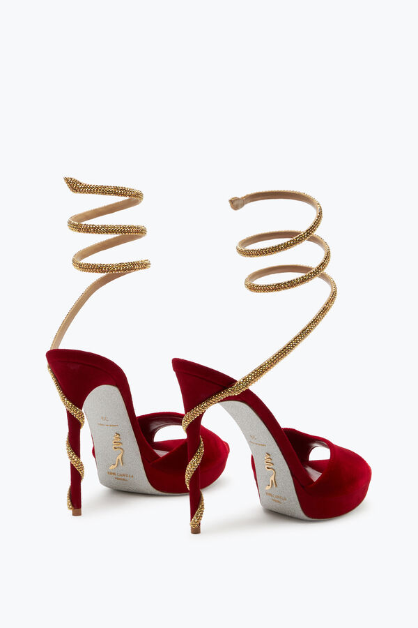 gioiello margot di velluto rosso sandalo 120 rene caovilla