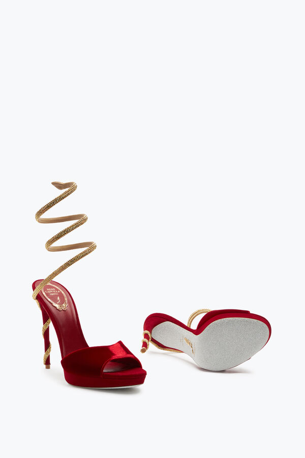 gioiello margot di velluto rosso sandalo 120 rene caovilla