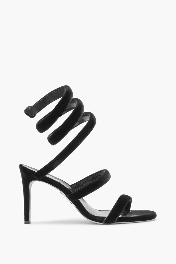gioiello cleo sandalo in velluto nero 80 rene caovilla