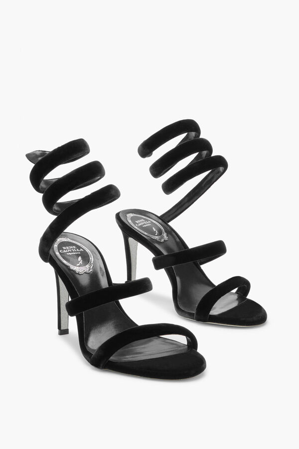 gioiello cleo sandalo in velluto nero 80 rene caovilla