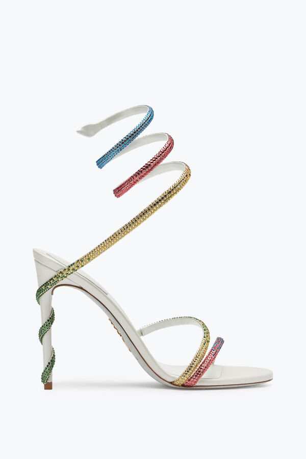 gioiello margot bianco sandalo con arcobaleno cristalli 105 rene caovilla