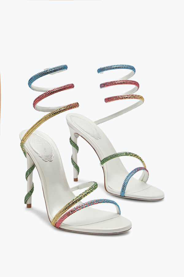 gioiello margot bianco sandalo con arcobaleno cristalli 105 rene caovilla
