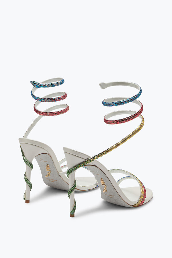 gioiello margot bianco sandalo con arcobaleno cristalli 105 rene caovilla