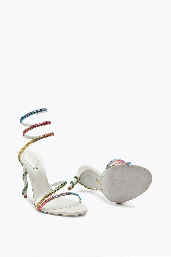gioiello margot bianco sandalo con arcobaleno cristalli 105 rene caovilla