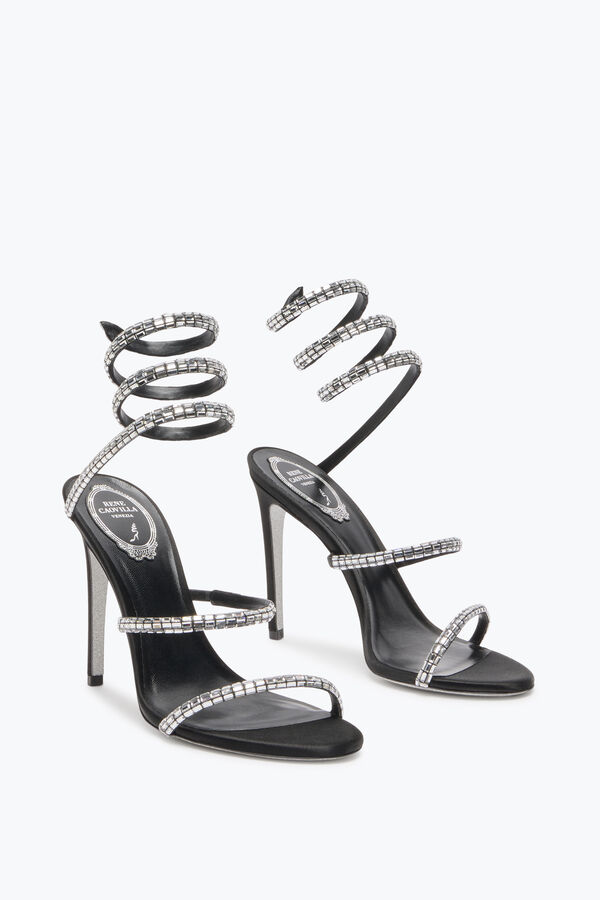 gioiello cleo sandalo nero con cristalli baguette 105 rene caovilla