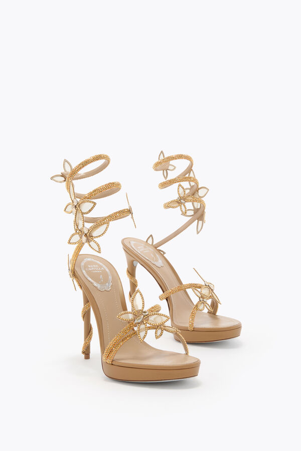 gioiello margot oro piattaforma sandalo con farfalle 120 rene caovilla