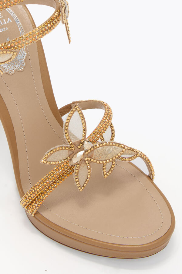 gioiello margot oro piattaforma sandalo con farfalle 120 rene caovilla