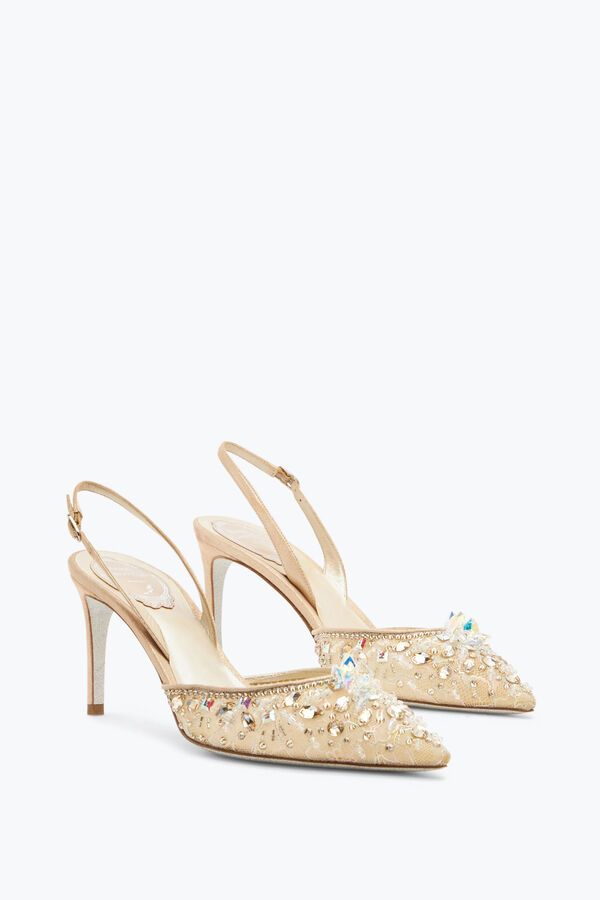 gioiello slingback con gioiello pietre cenerentola 75 rene caovilla