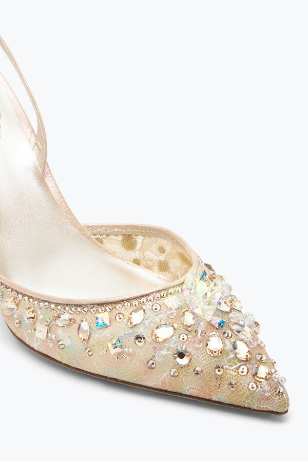 gioiello cenerentola miele slingback con cristalli 80 rene caovilla